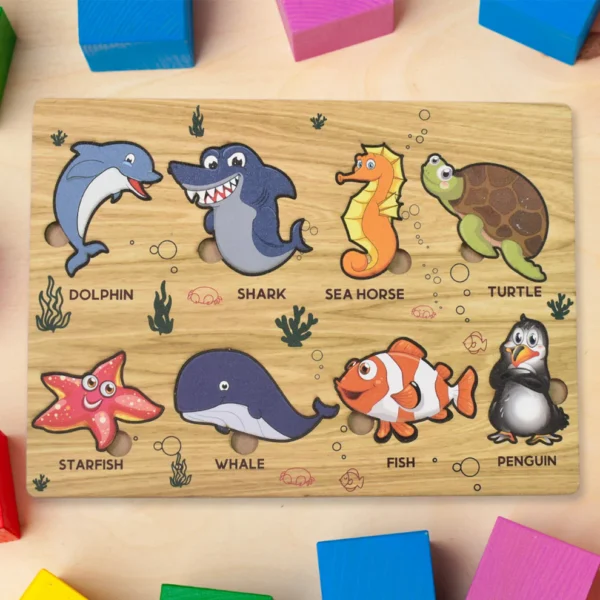 Seawater Animal Wooden Puzzle Learning