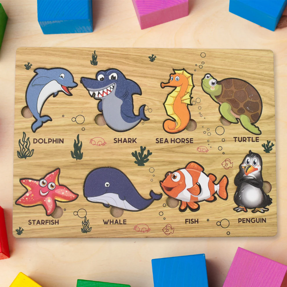Seawater Animal Wooden Puzzle Learning