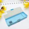 Plastic Multipurpose Compass Box – Double Deck Pencil Case with 2 Compartments & Cartoon Organizer (1 Pc, Mix Design) - Image 2