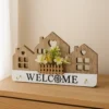 Welcome Haven Wooden Key Holder – Rustic Wall Decor with Floral Details for Entryways - Image 2