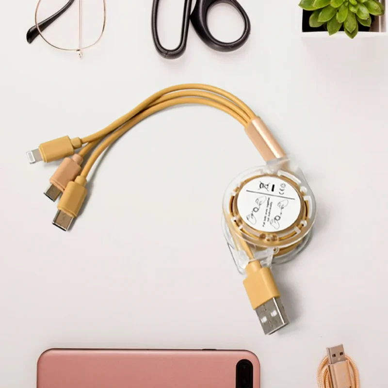 Retractable 3-in-1 Charger Cable for Phones & Android (1 Pc, Multi-USB) - Image 2