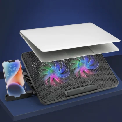 Laptop Cooler Cooling Pad with 2 Quiet Led Fans