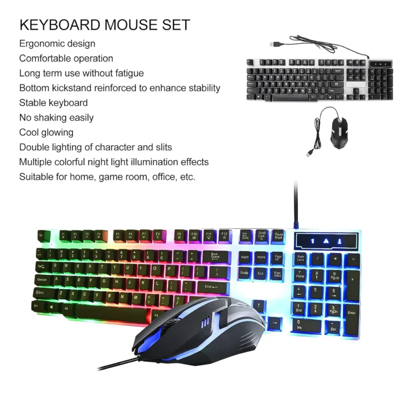 104 Key Colorful Lighting Keyboard Mouse Set (2 Pc Set) - Image 4