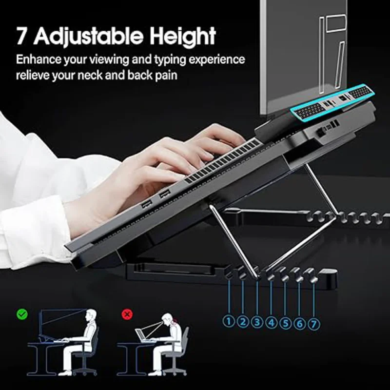 Laptop Cooler Cooling Pad with 2 Quiet Led Fans, Dual USB PortsLaptop Stand for Gaming Laptop - Image 3