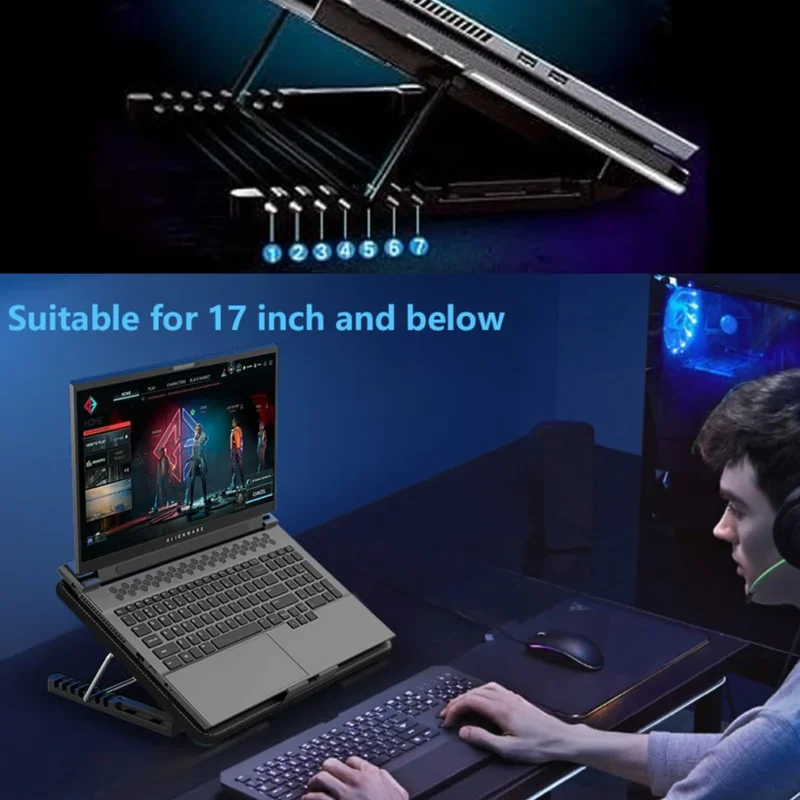 Laptop Cooler Cooling Pad with 2 Quiet Led Fans, Dual USB PortsLaptop Stand for Gaming Laptop - Image 4